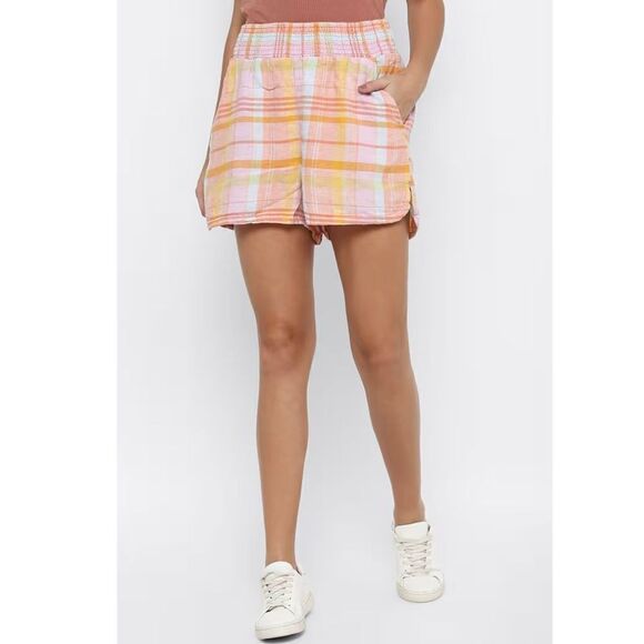 NEW American‎ Eagle plaid linen blend high rise shorts Size XL - Picture 1 of 11